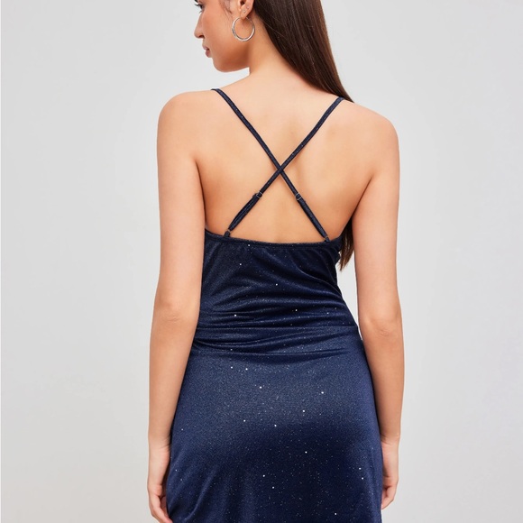 Elegant Navy Blue Mini Dress - Picture 2 of 3